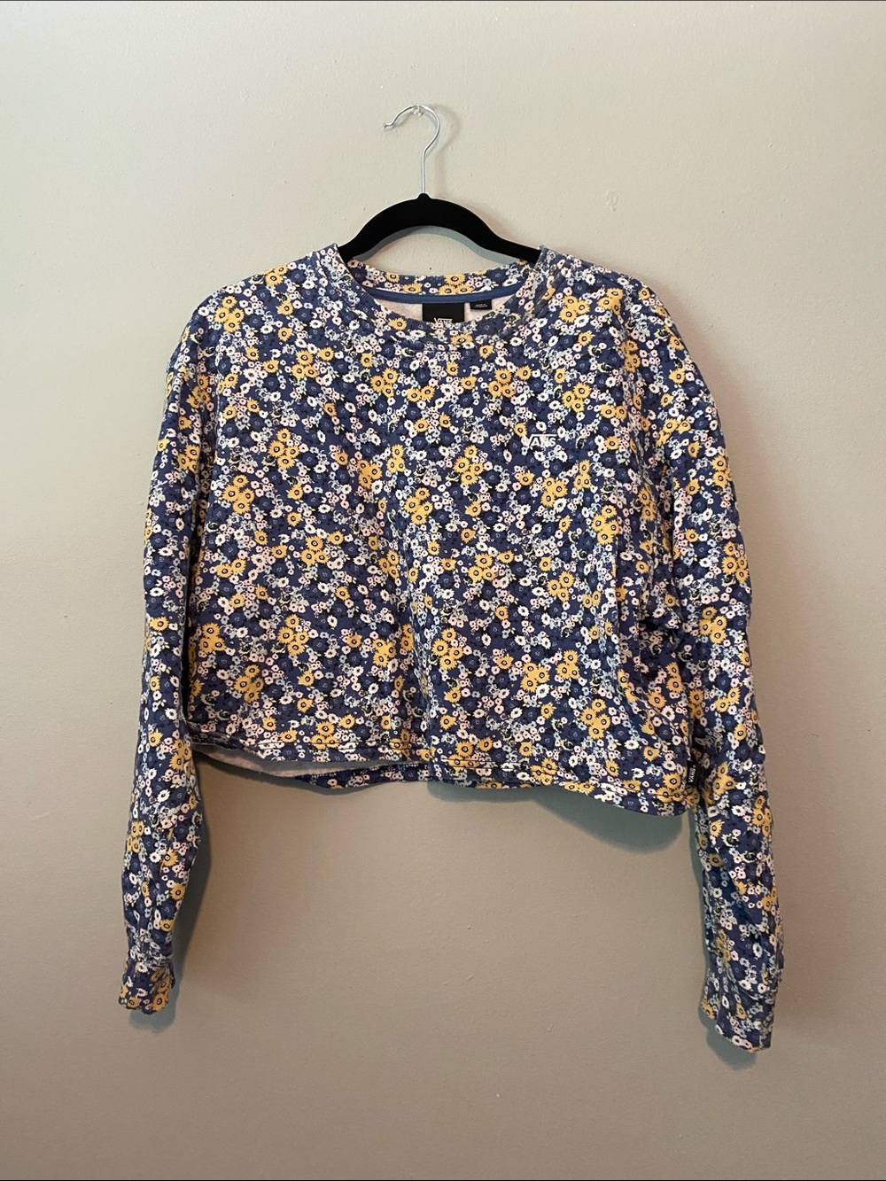 Vans Navy Floral Crewneck Sweatshirt with Yellow Accents
